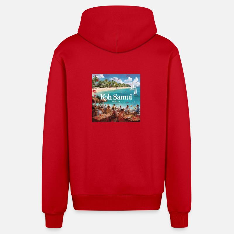 Koh Samui - Veste à capuche bio décontractée fabriquée en UE - rouge