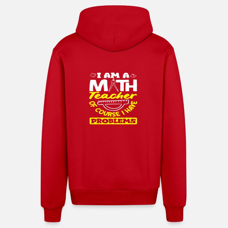 Math Teacher Math Gift - Organic Relaxed Hooded Jacket Made in EU - red