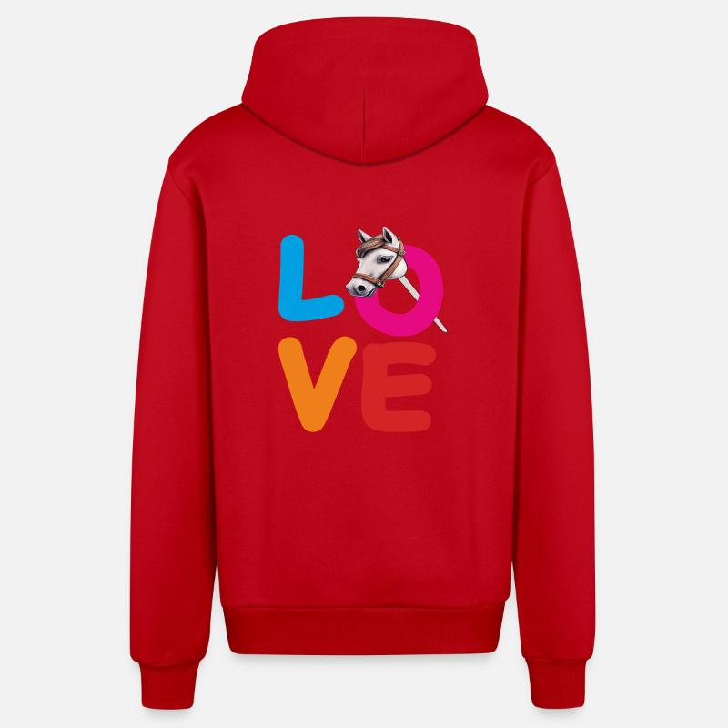 CHEVAL D’AMOUR - Veste à capuche bio décontractée fabriquée en UE - rouge