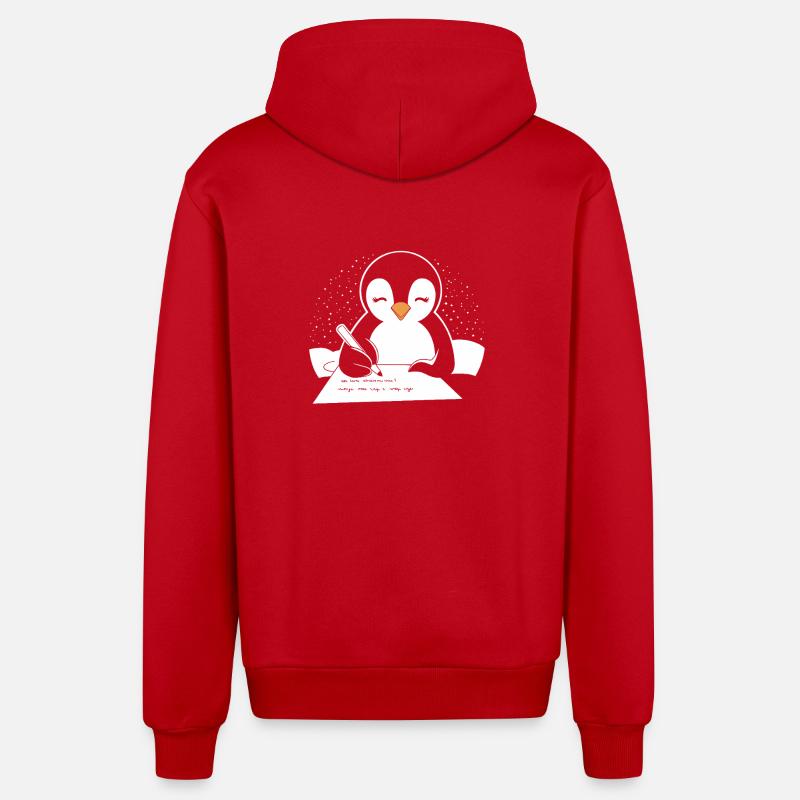 Pingouin, Écrivain, Auteur, Créatif - Veste à capuche bio décontractée fabriquée en UE - rouge