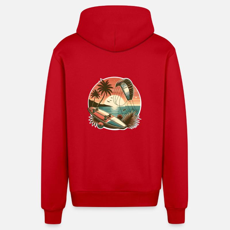 Kitesurf Kitesurfer Kiteboard - Veste à capuche bio décontractée fabriquée en UE - rouge