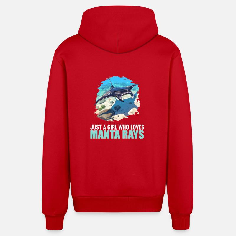 Manta Rays Manta Rays - Organic Relaxed Hooded Jacket Made in EU - red