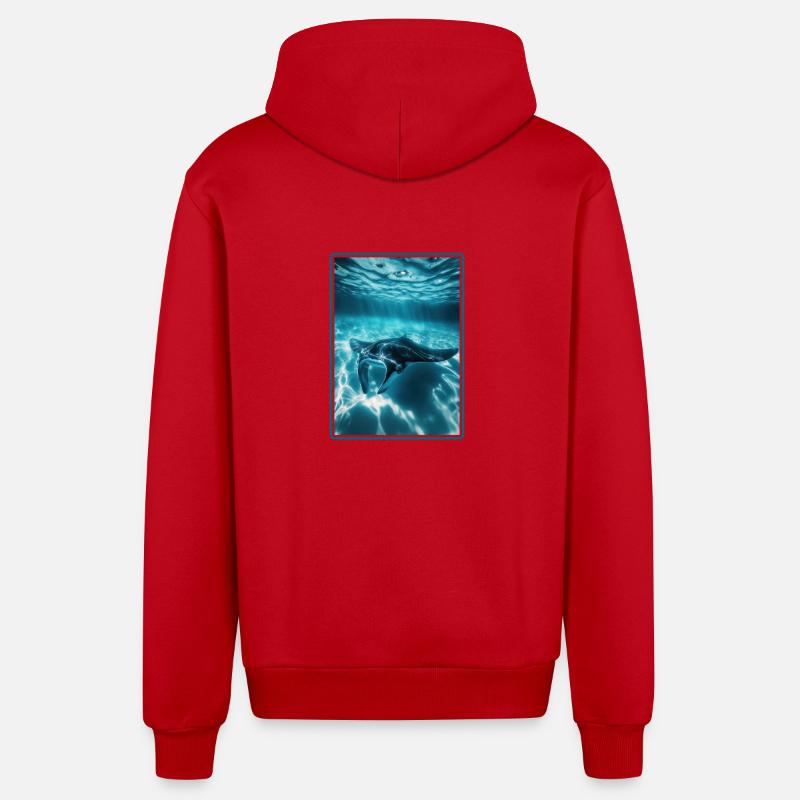Manta Rays Manta Rays - Organic Relaxed Hooded Jacket Made in EU - red