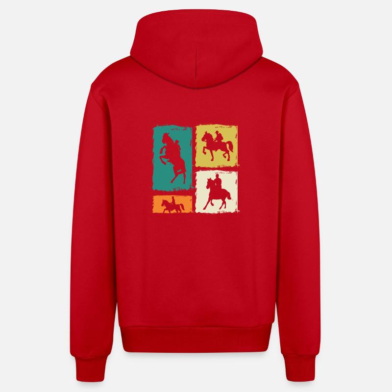 Cheval - Veste à capuche bio décontractée fabriquée en UE - rouge