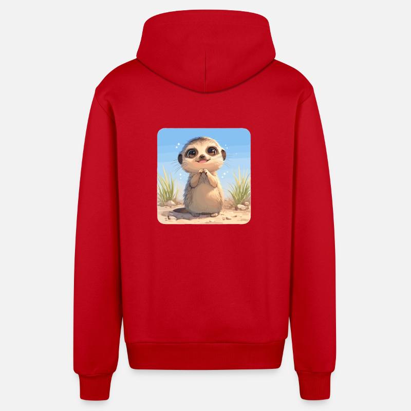 Meerkat Erdmännchen - Veste à capuche bio décontractée fabriquée en UE - rouge