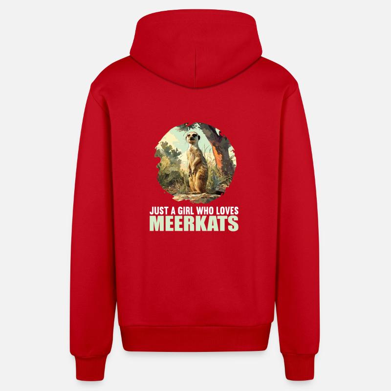 Meerkat Erdmännchen - Veste à capuche bio décontractée fabriquée en UE - rouge