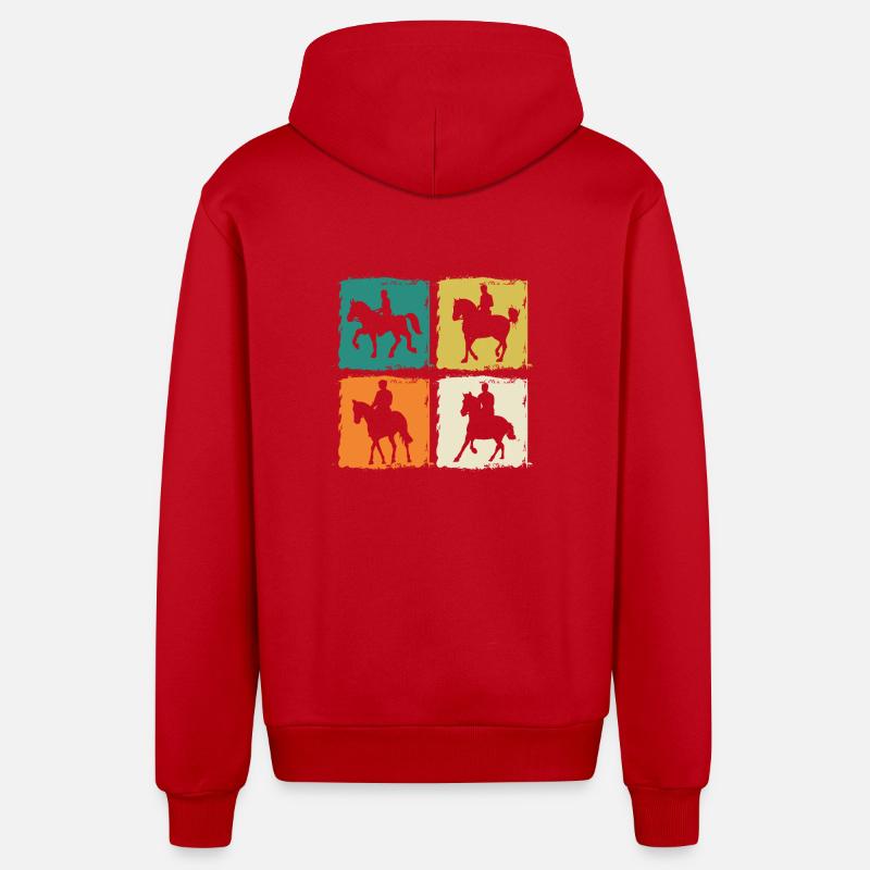 Cheval - Veste à capuche bio décontractée fabriquée en UE - rouge
