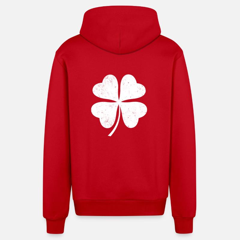 Trèfle blanc - Veste à capuche bio décontractée fabriquée en UE - rouge