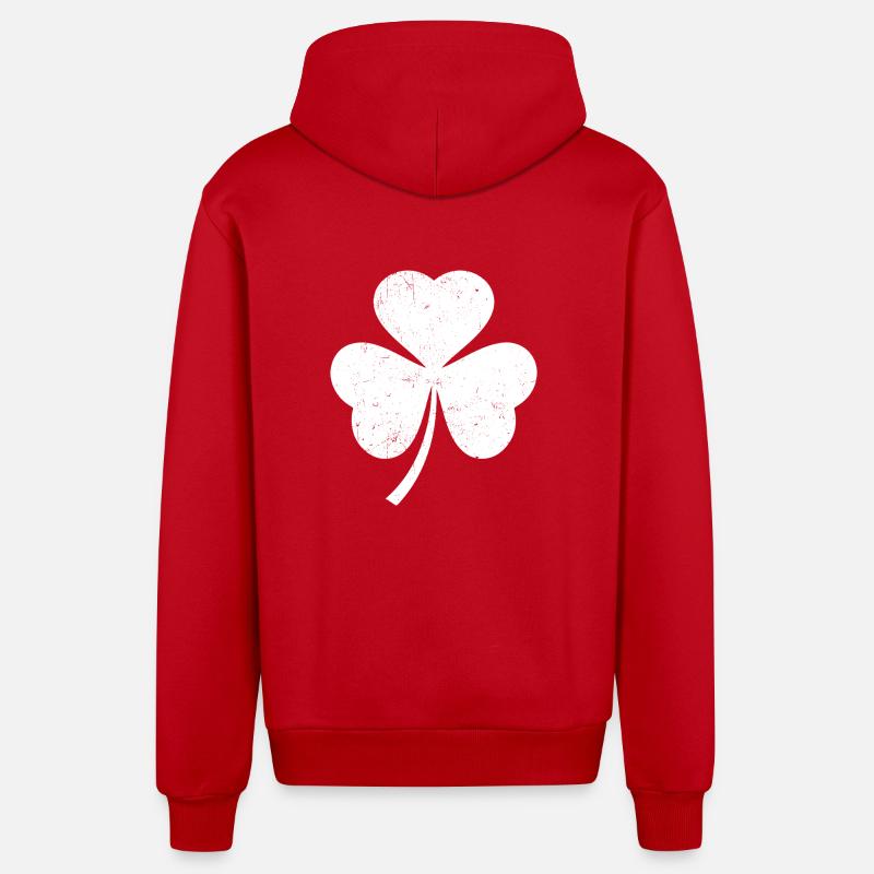 Trèfle blanc - Veste à capuche bio décontractée fabriquée en UE - rouge