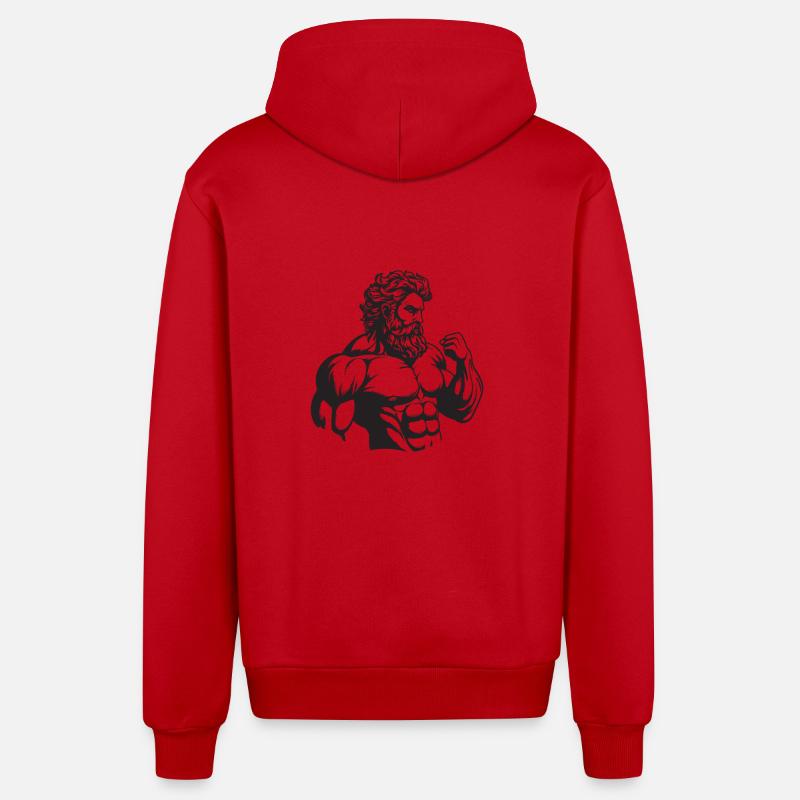 Bodybuilder Muscles Entraînement Gym - Veste à capuche bio décontractée fabriquée en UE - rouge