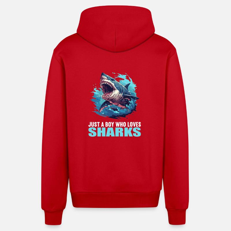 Requins Requin - Veste à capuche bio décontractée fabriquée en UE - rouge