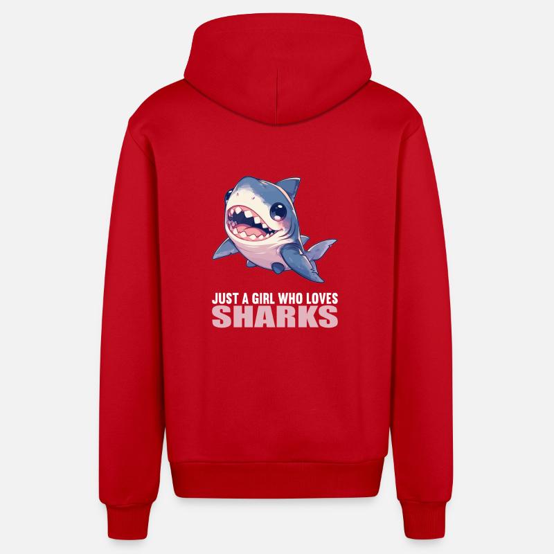 Requins Requin - Veste à capuche bio décontractée fabriquée en UE - rouge