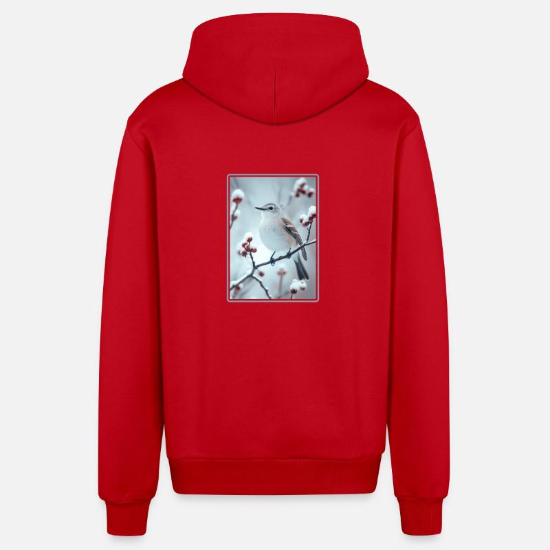 Oiseaux moqueurs Oiseaux moqueurs - Veste à capuche bio décontractée fabriquée en UE - rouge