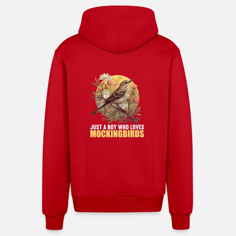 Oiseaux moqueurs Oiseaux moqueurs - Veste à capuche bio décontractée fabriquée en UE - rouge