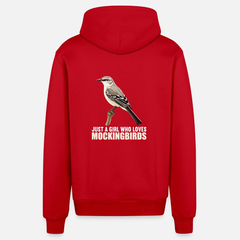 Oiseaux moqueurs Oiseaux moqueurs - Veste à capuche bio décontractée fabriquée en UE - rouge