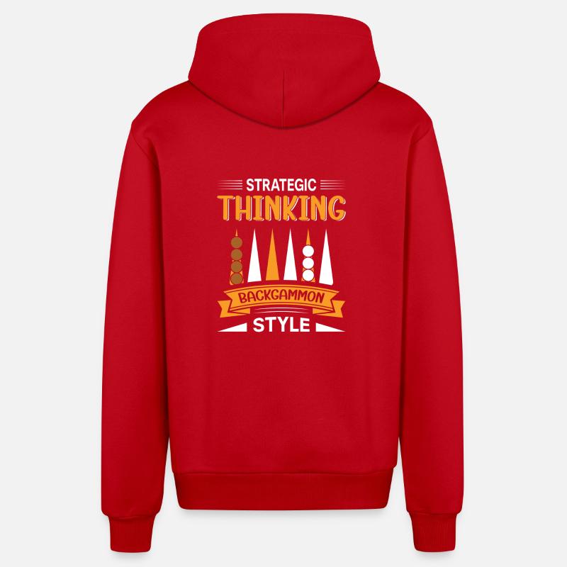 Backgammon Spiel - Organic Relaxed Kapuzenjacke Made in EU - Rot