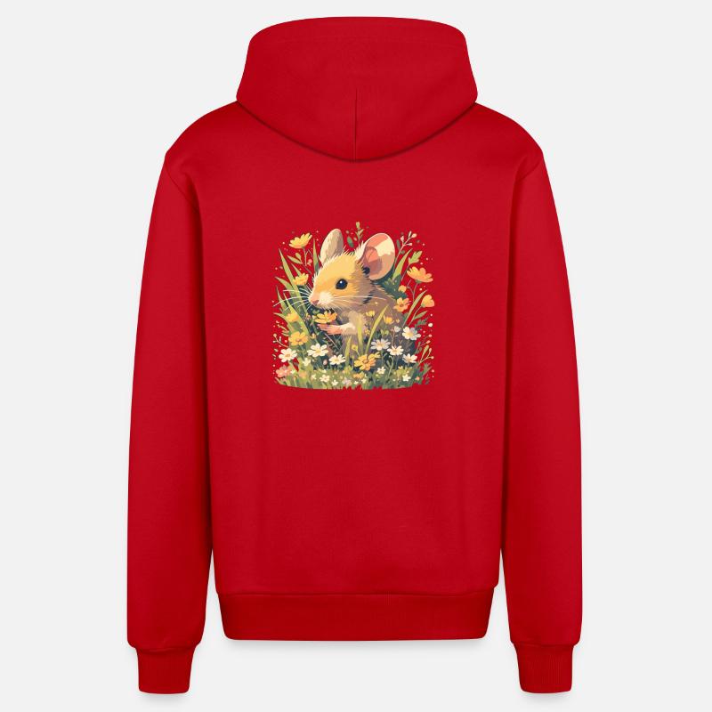 Souris Souris - Veste à capuche bio décontractée fabriquée en UE - rouge