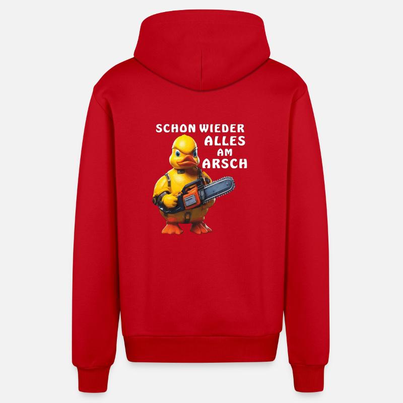 EVERYTHING ON THE ASS AGAIN - Organic Relaxed Hooded Jacket Made in EU - red