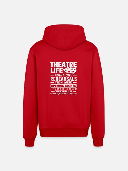 Musical Lover Theater Life Curtain Up - Organic Relaxed Hooded Jacket Made in EU - red