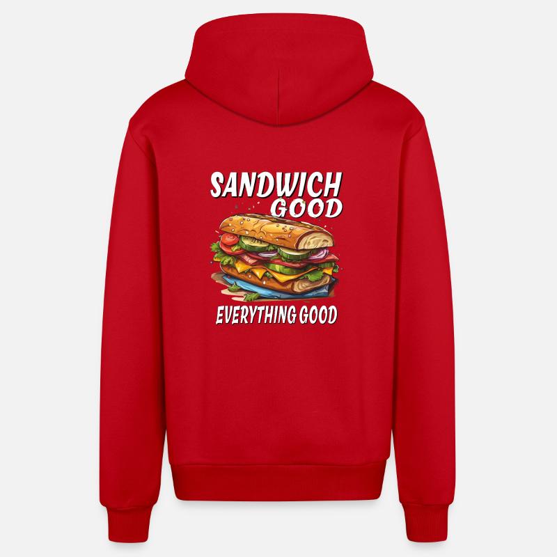 SANDWICH BON TOUT BON - Veste à capuche bio décontractée fabriquée en UE - rouge
