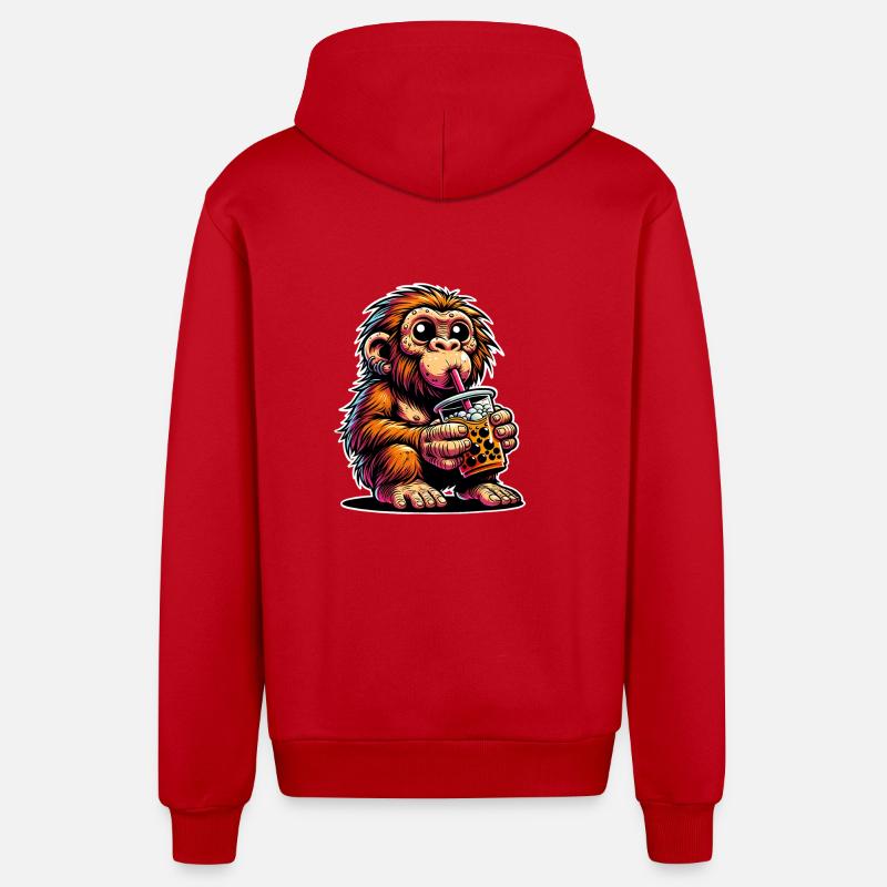 Neandertaler Bubble Tea - Organic Relaxed Kapuzenjacke Made in EU - Rot