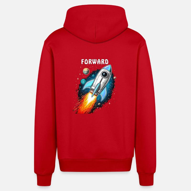 FUSÉE MARS EN AVANT - Veste à capuche bio décontractée fabriquée en UE - rouge