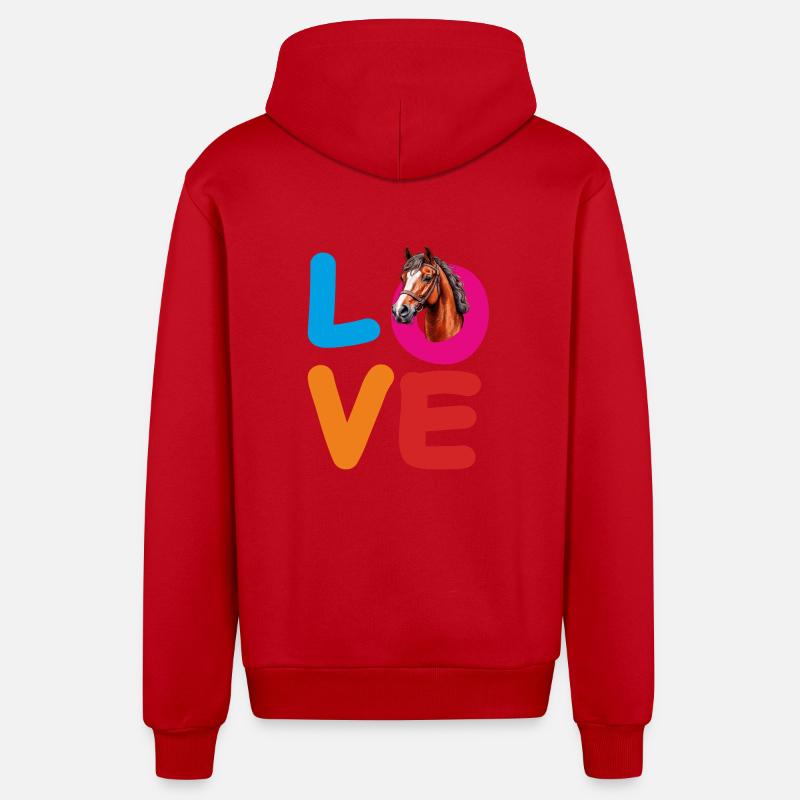 CHEVAL D’AMOUR - Veste à capuche bio décontractée fabriquée en UE - rouge