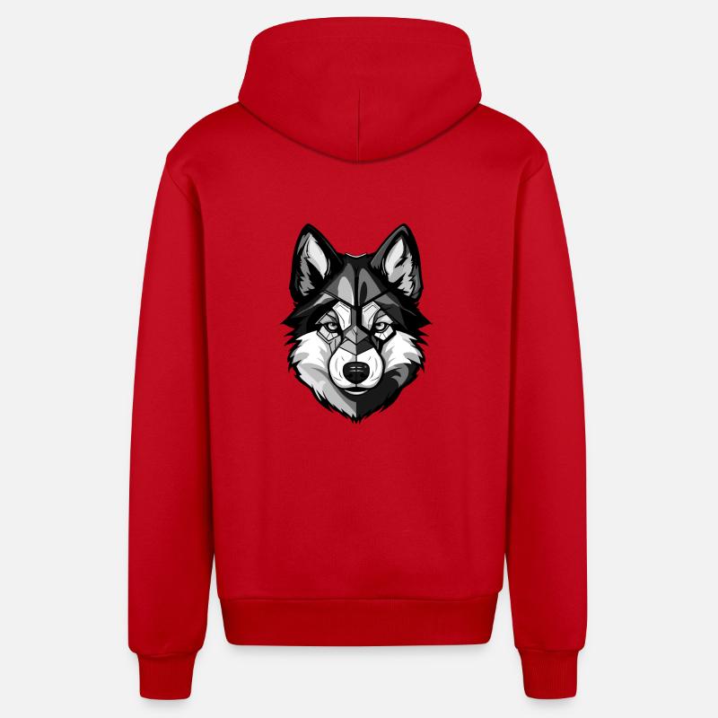 Tête de chien Akita - Veste à capuche bio décontractée fabriquée en UE - rouge