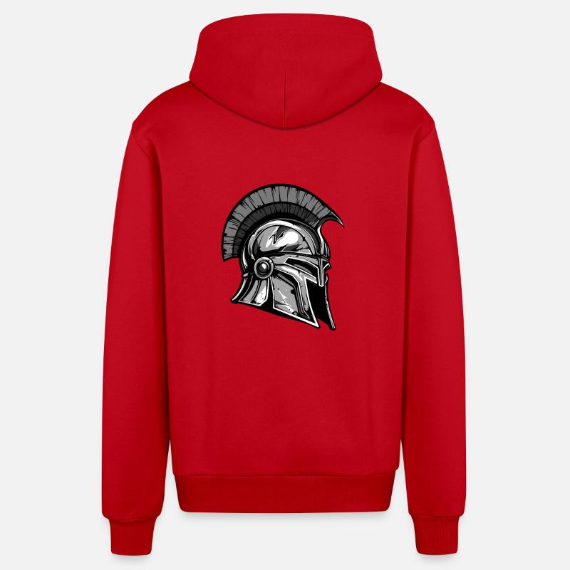 Casque Spartiate Warrior Sparta - Veste à capuche bio décontractée fabriquée en UE - rouge