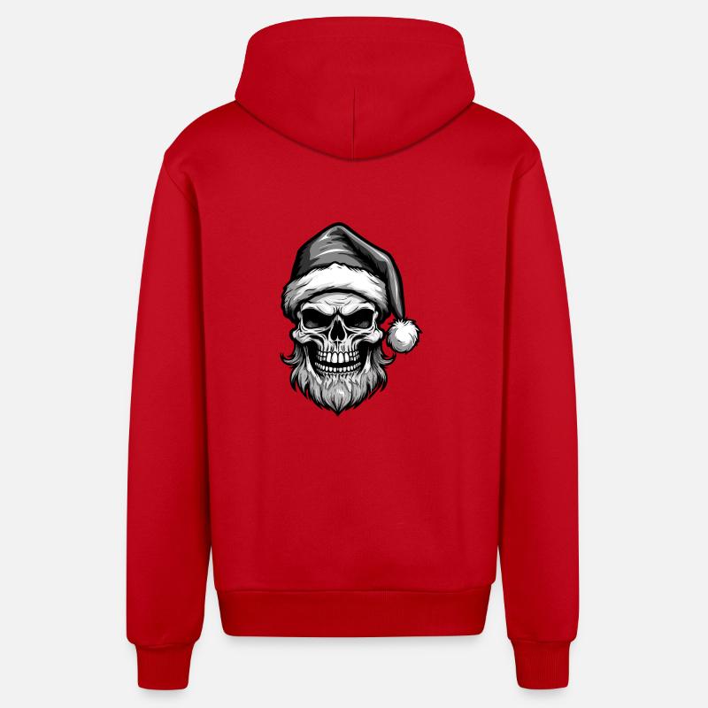 Crâne de Père Noël - Veste à capuche bio décontractée fabriquée en UE - rouge