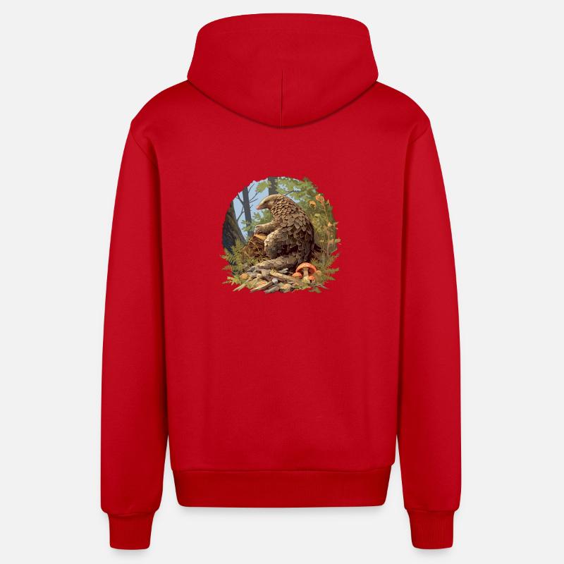 Pangolins Pangolin Pangolin - Veste à capuche bio décontractée fabriquée en UE - rouge