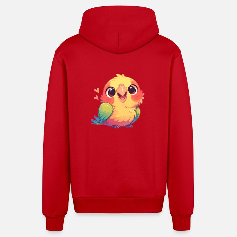 Perroquet Perroquet Perroquet - Veste à capuche bio décontractée fabriquée en UE - rouge