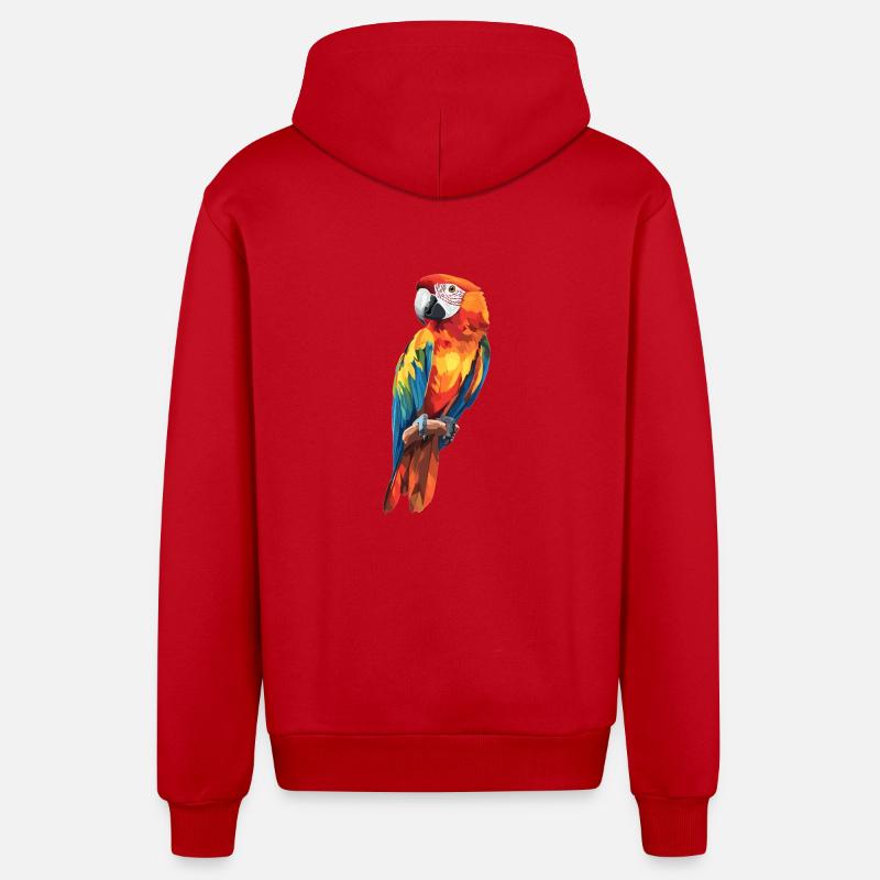 Perroquet Perroquet Perroquet - Veste à capuche bio décontractée fabriquée en UE - rouge