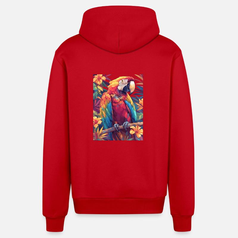 Perroquet Perroquet Perroquet - Veste à capuche bio décontractée fabriquée en UE - rouge