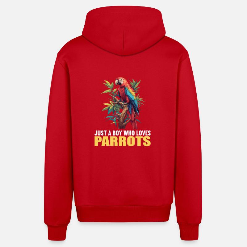 Perroquet Perroquet Perroquet - Veste à capuche bio décontractée fabriquée en UE - rouge