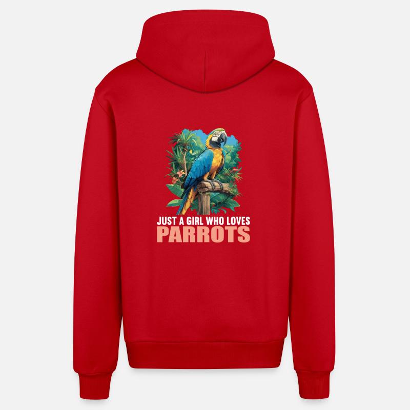 Perroquet Perroquet Perroquet - Veste à capuche bio décontractée fabriquée en UE - rouge
