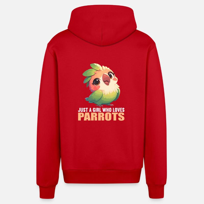Perroquet Perroquet Perroquet - Veste à capuche bio décontractée fabriquée en UE - rouge