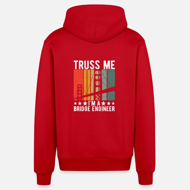 Bridge Engineer Bridge Construction - Organic Relaxed Hooded Jacket Made in EU - red