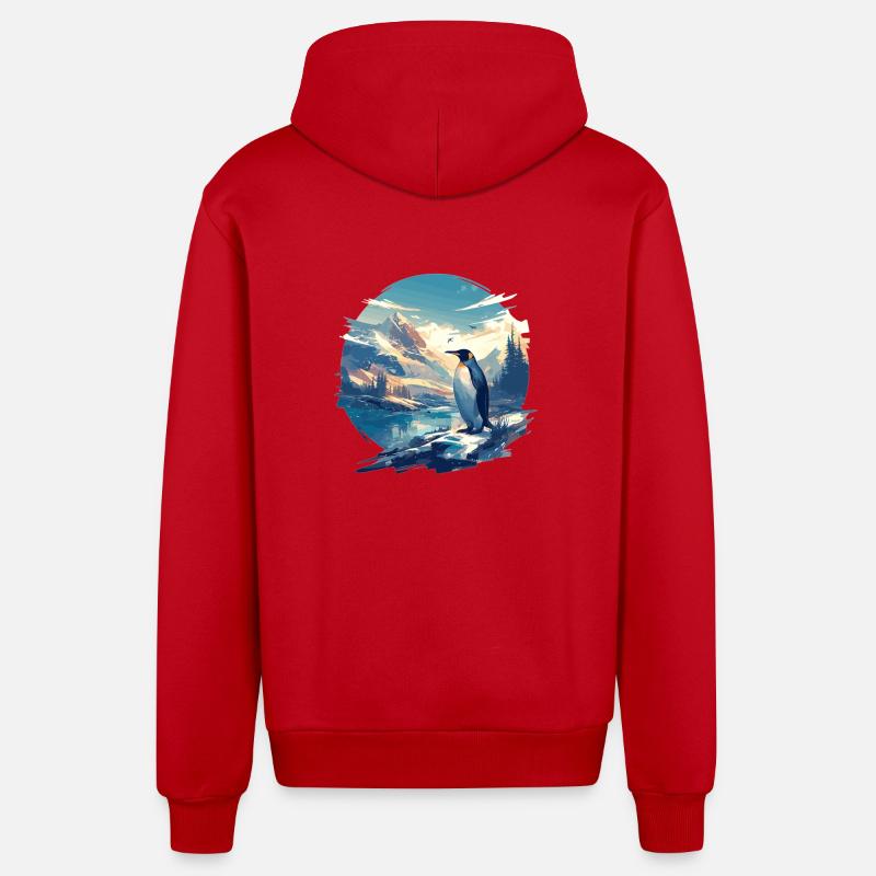 Pingouins Pingouin - Veste à capuche bio décontractée fabriquée en UE - rouge