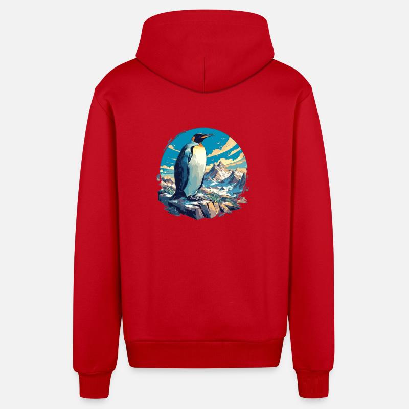 Penguins Penguin - Organic Relaxed Hooded Jacket Made in EU - red