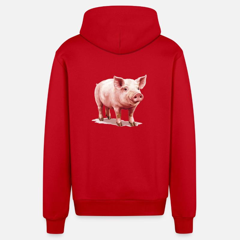 Cochon Cochon - Veste à capuche bio décontractée fabriquée en UE - rouge