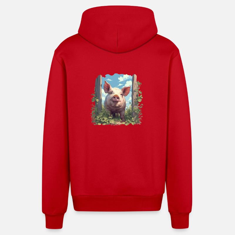 Cochon Cochon - Veste à capuche bio décontractée fabriquée en UE - rouge