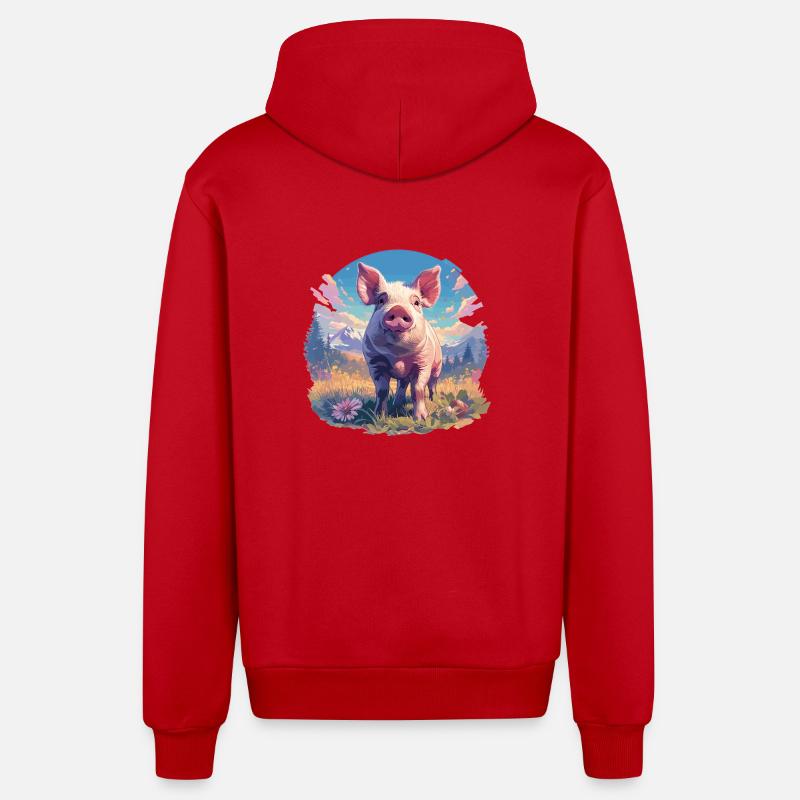 Cochon Cochon - Veste à capuche bio décontractée fabriquée en UE - rouge