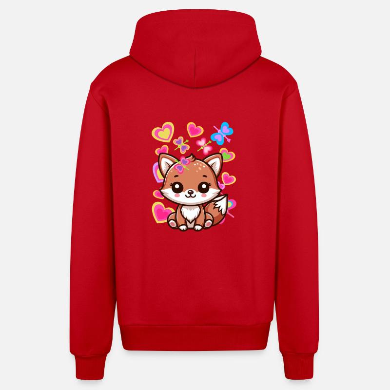 Fox Foxes Enfants Enfant Bébé - Veste à capuche bio décontractée fabriquée en UE - rouge