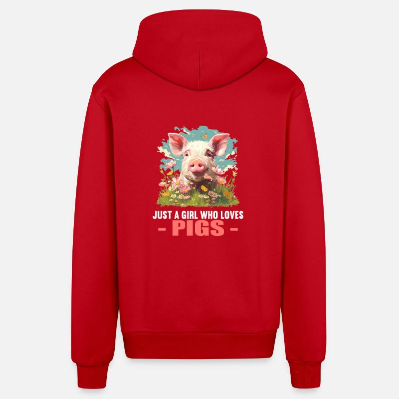Cochon Cochon - Veste à capuche bio décontractée fabriquée en UE - rouge