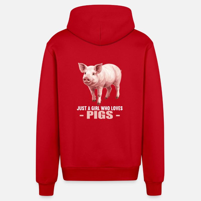 Cochon Cochon - Veste à capuche bio décontractée fabriquée en UE - rouge