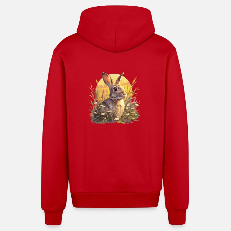 Lapin Lapin - Veste à capuche bio décontractée fabriquée en UE - rouge