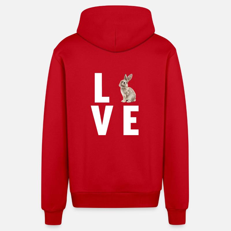 Lapin Lapin - Veste à capuche bio décontractée fabriquée en UE - rouge