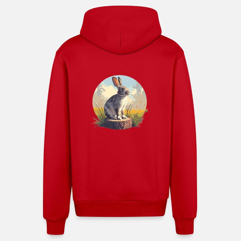 Lapin Lapin - Veste à capuche bio décontractée fabriquée en UE - rouge