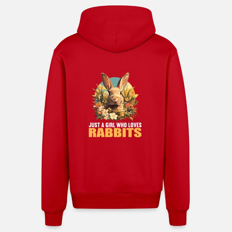 Lapin Lapin - Veste à capuche bio décontractée fabriquée en UE - rouge